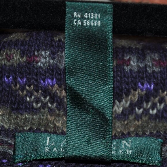 Ralph Lauren Knit Off the Shoulder Sleeveless Fair Isle Wool Cashmere Sweater L - Picture 8 of 9